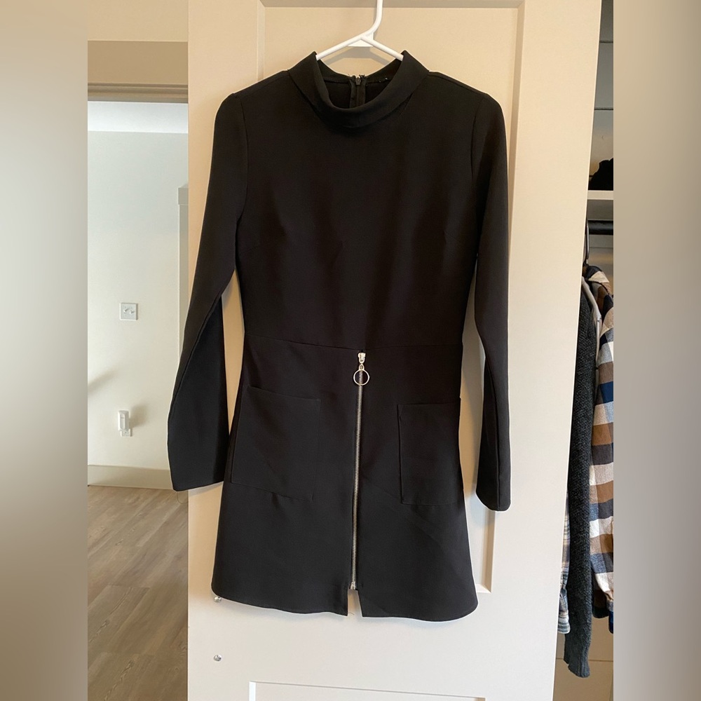 Black Long Sleeve Mini Dress
